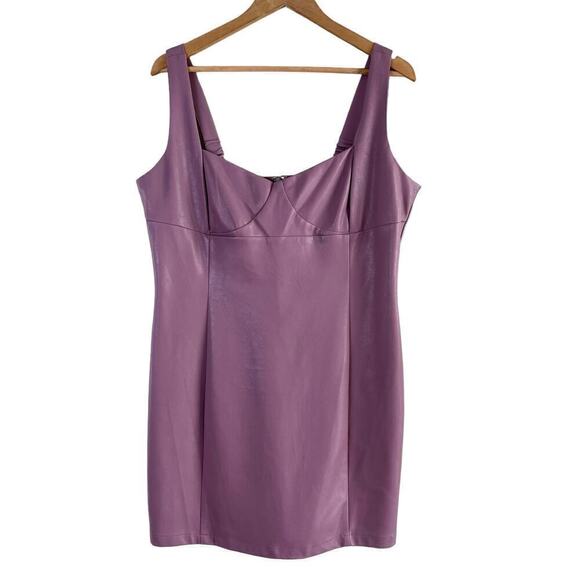 Lucy‎ Paris Sweetheart Faux Leather Mini Dress in Purple, Size XL - Picture 2 of 12